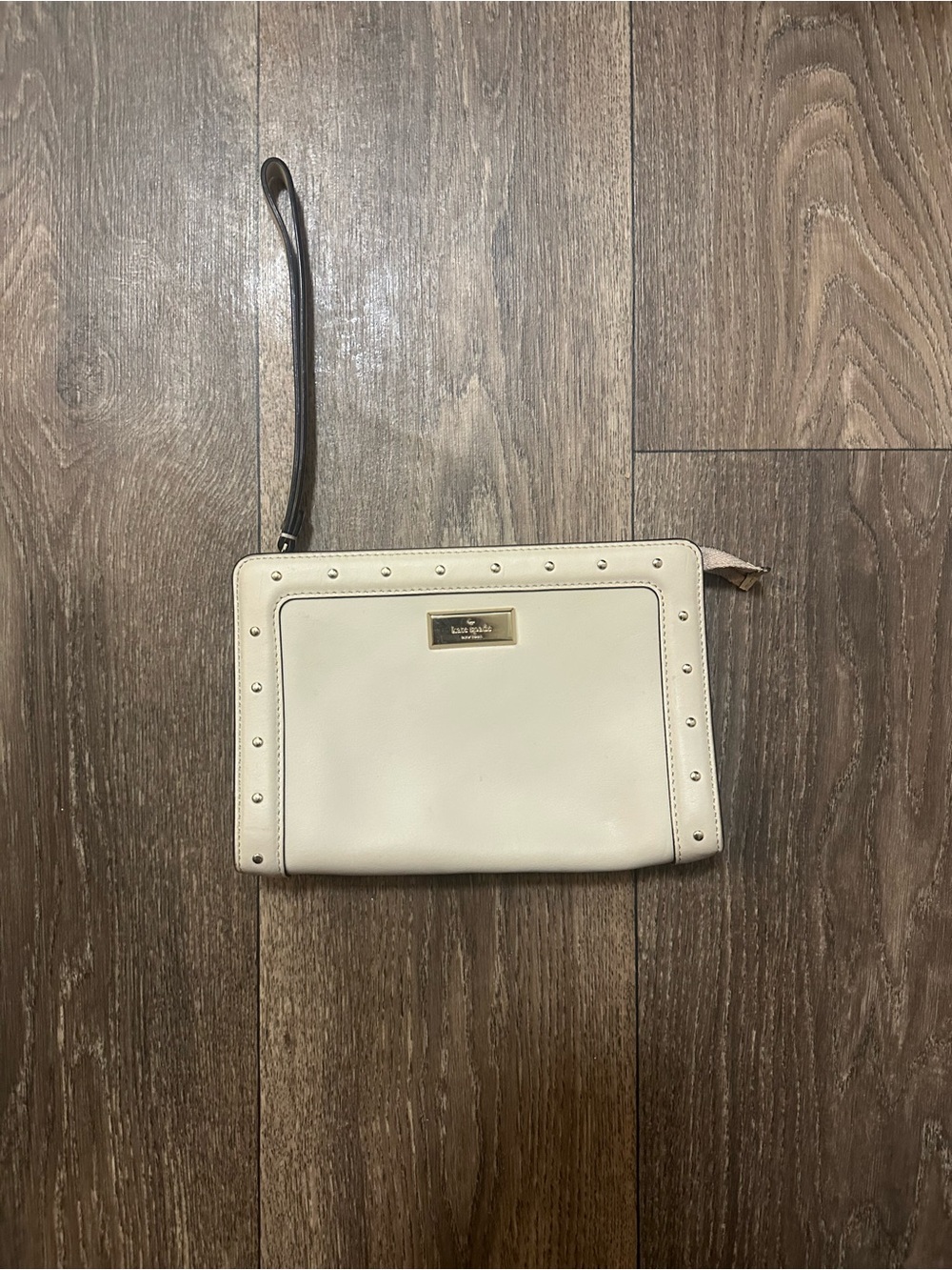 Kate Spade Cream Leather Studded Wristlet